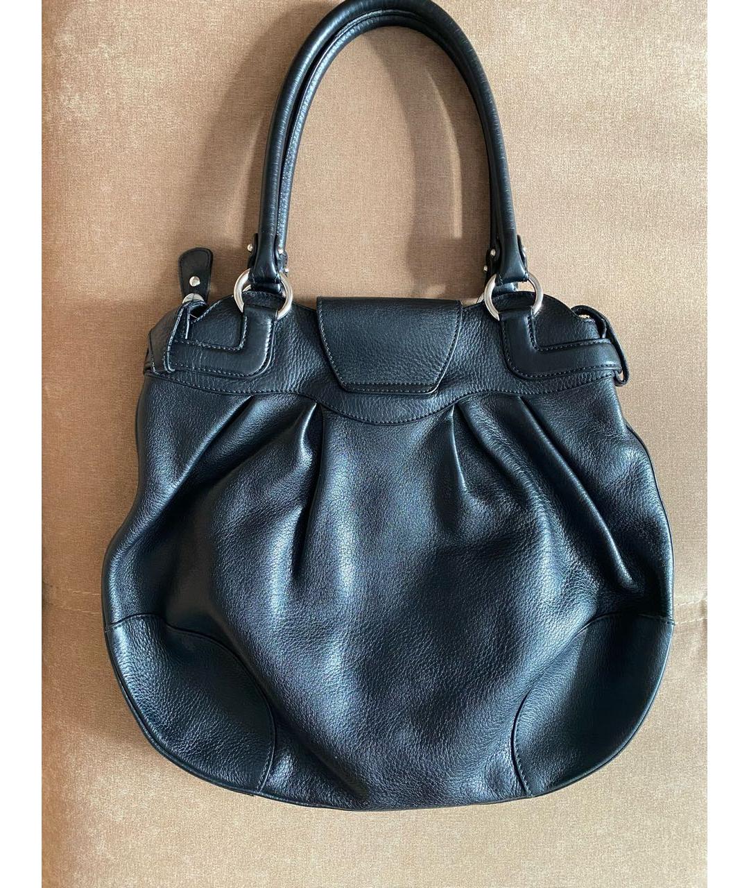FERRAGAMO Черная кожаная сумка с короткими ручками, фото 2
