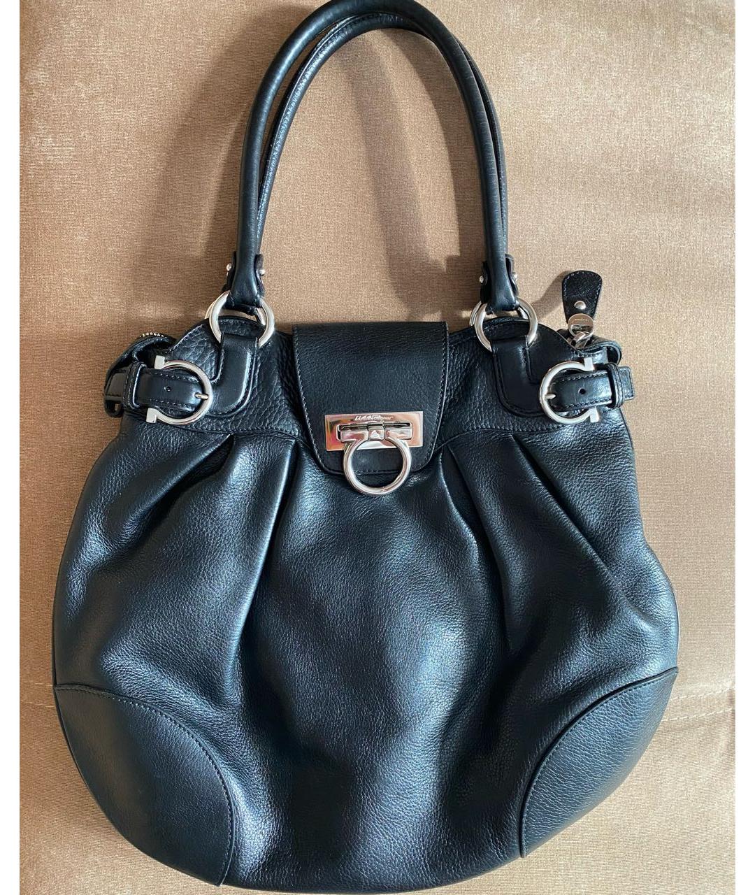 FERRAGAMO Черная кожаная сумка с короткими ручками, фото 8