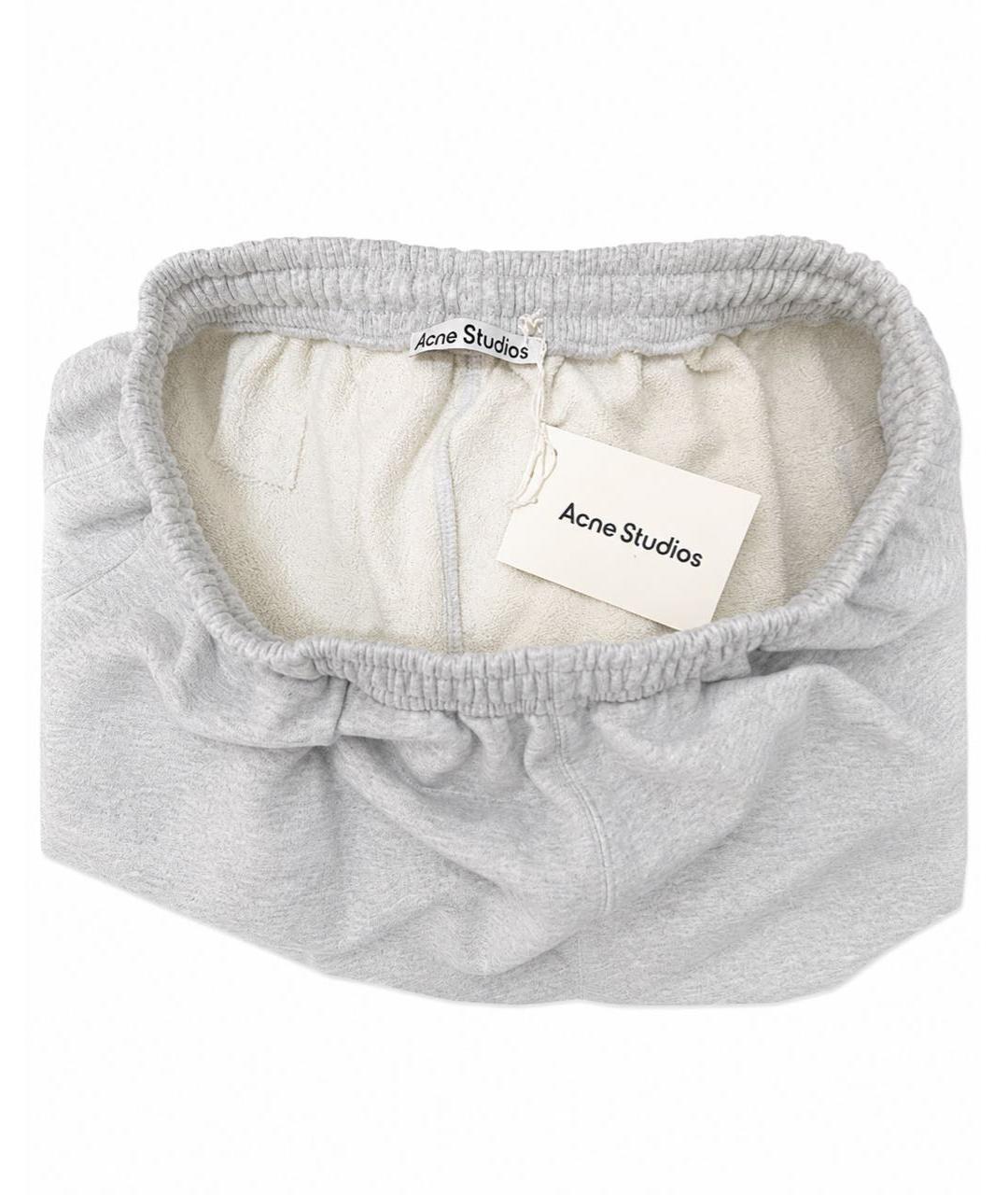 ACNE STUDIOS Серые хлопко-эластановые повседневные брюки, фото 3