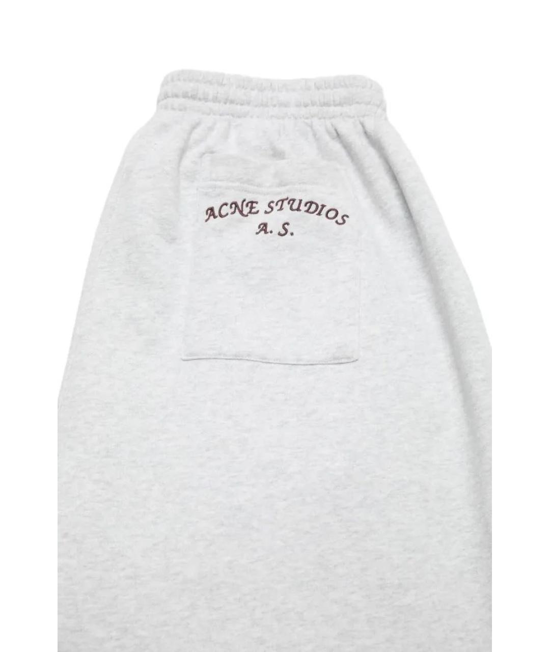 ACNE STUDIOS Серые хлопко-эластановые повседневные брюки, фото 4