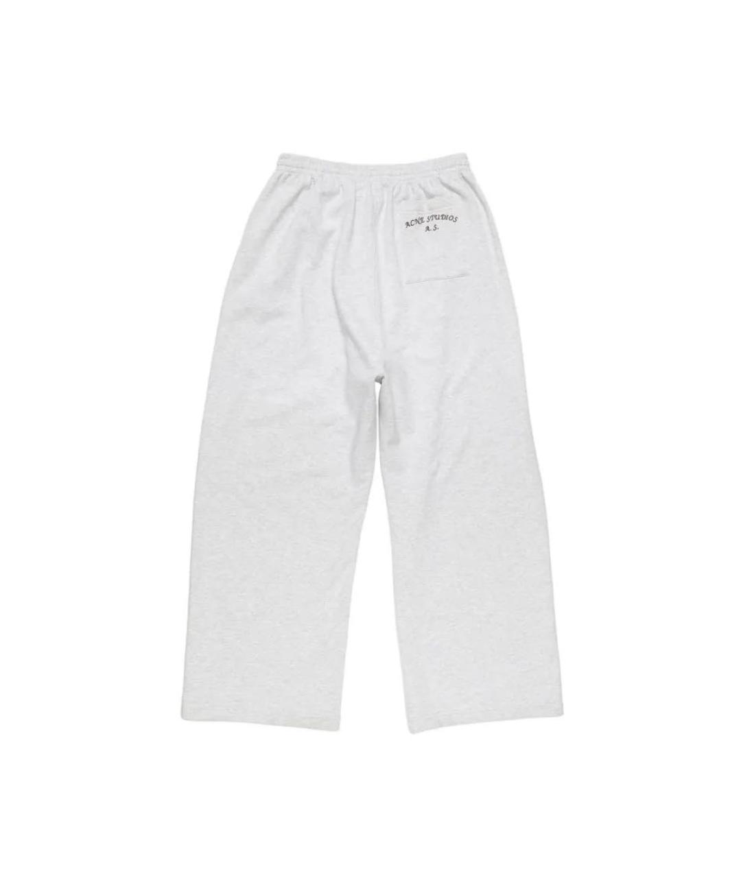 ACNE STUDIOS Серые хлопко-эластановые повседневные брюки, фото 2