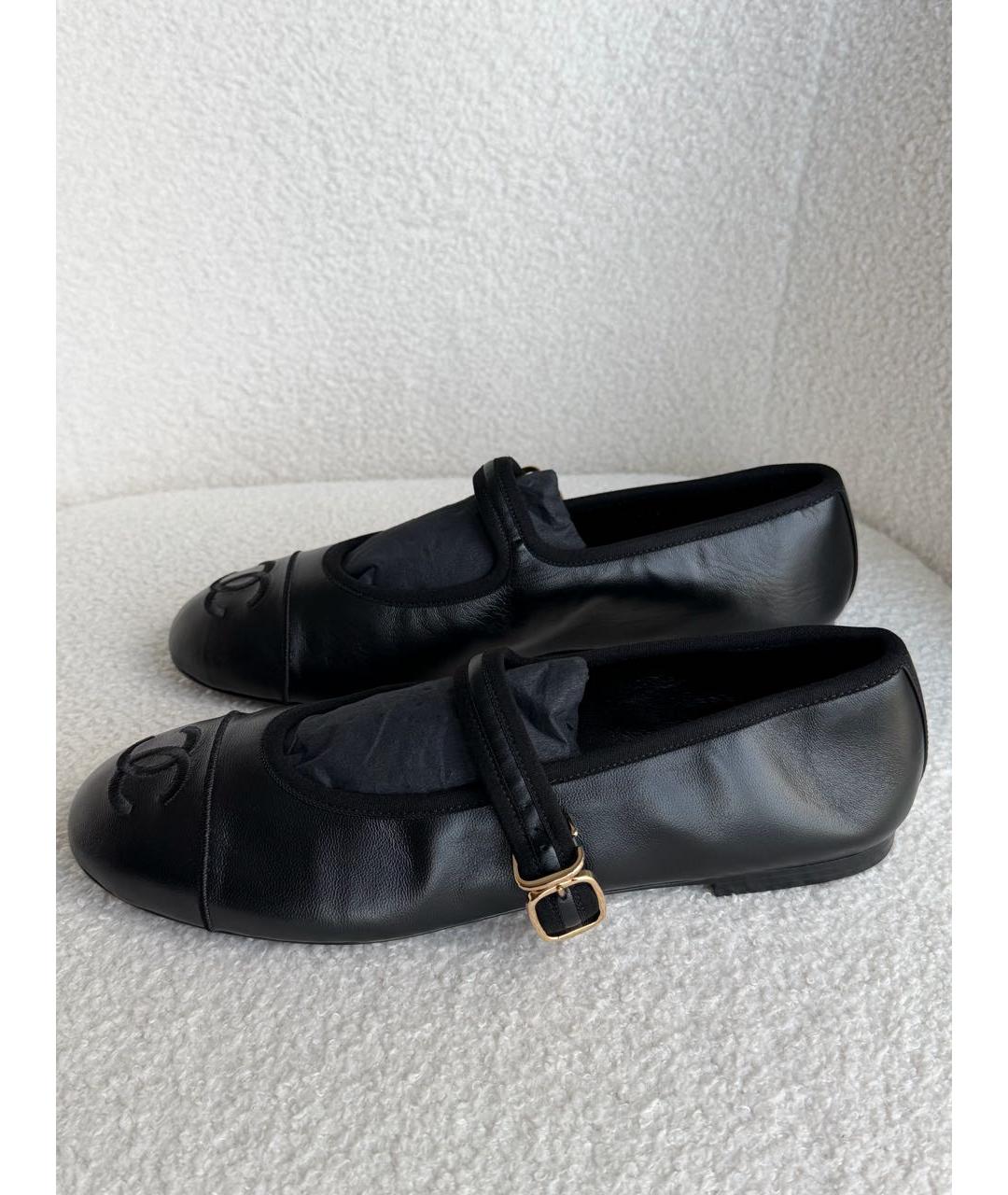 CHANEL Черные кожаные балетки, фото 5