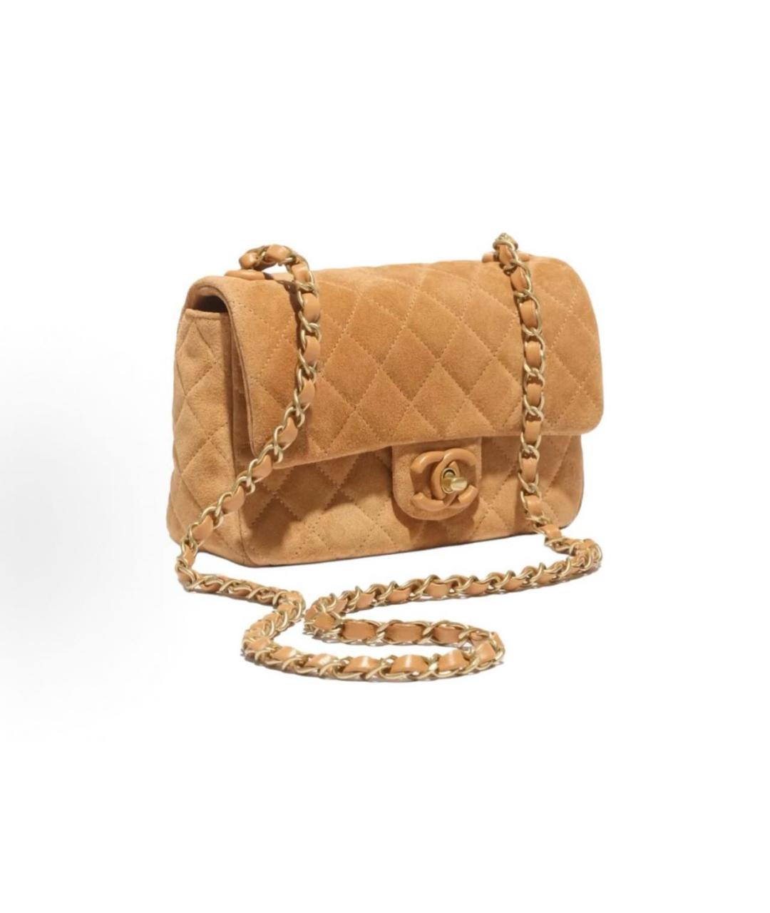CHANEL Горчичная замшевая сумка через плечо, фото 3