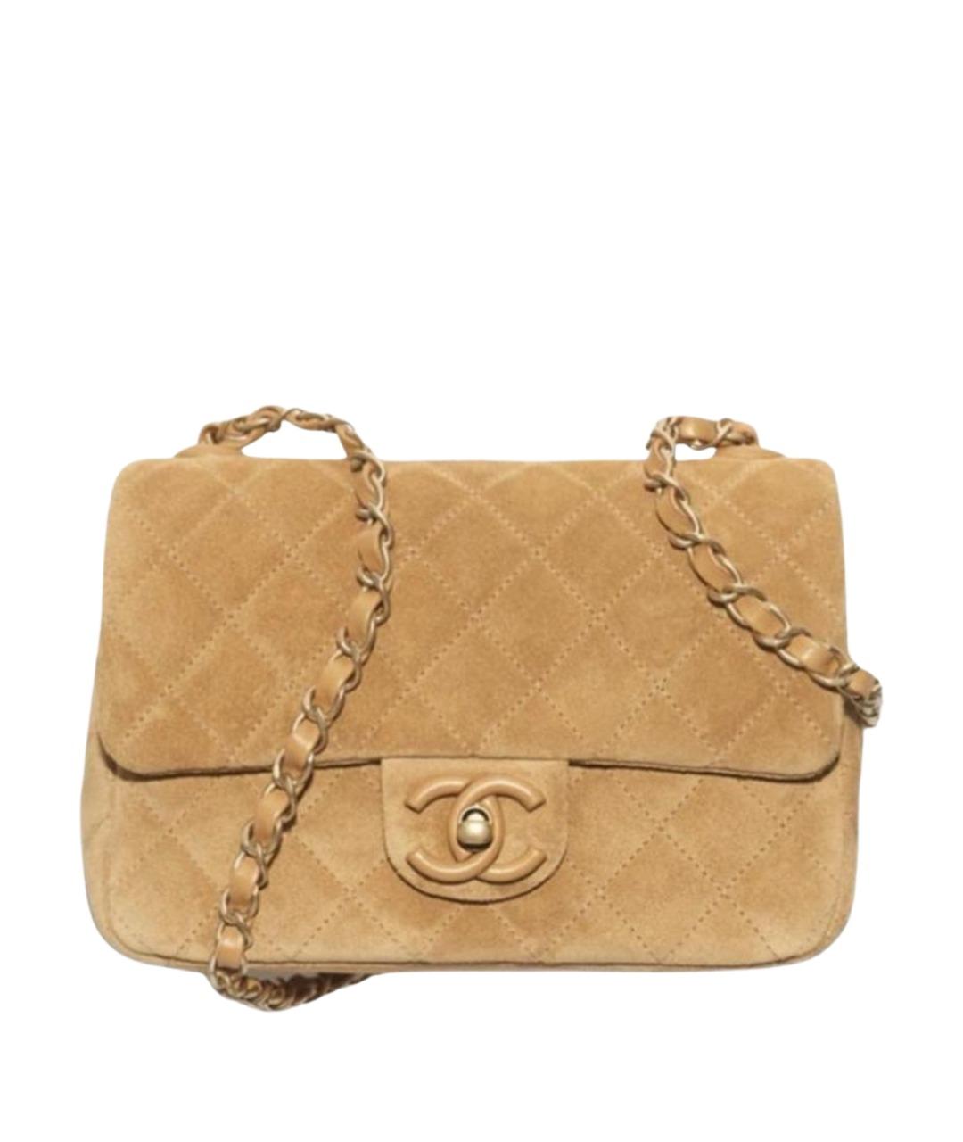 CHANEL Горчичная замшевая сумка через плечо, фото 1