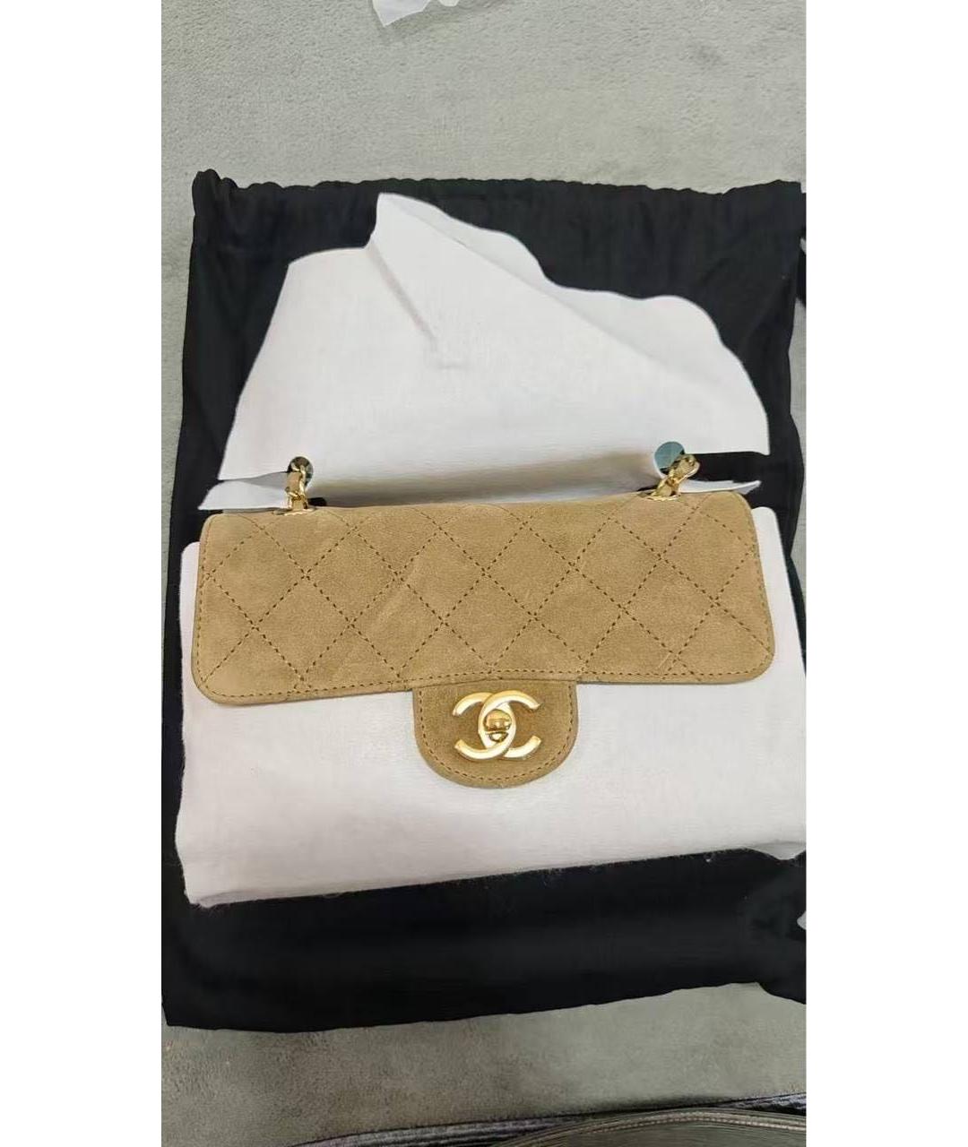 CHANEL Горчичная замшевая сумка через плечо, фото 4