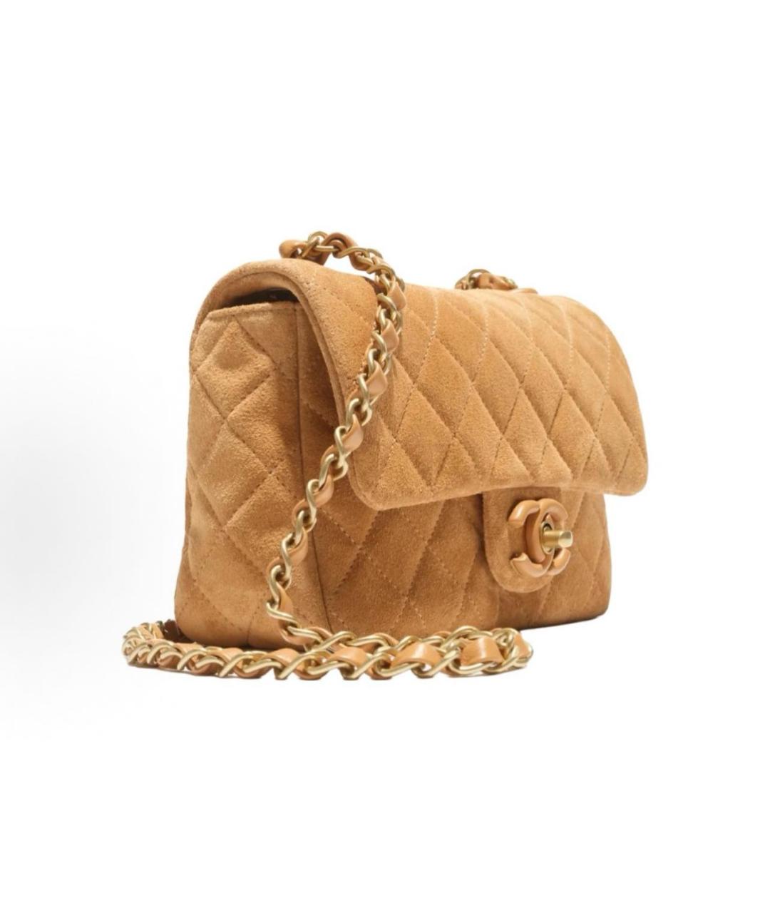 CHANEL Горчичная замшевая сумка через плечо, фото 2