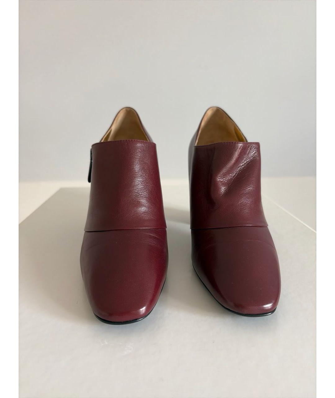 BOTTEGA VENETA Бордовые кожаные ботильоны, фото 2