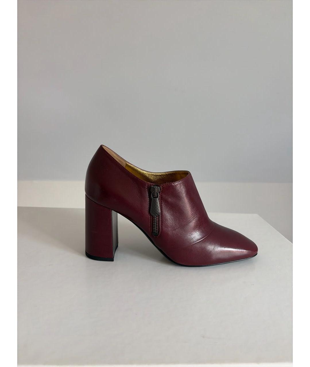 BOTTEGA VENETA Бордовые кожаные ботильоны, фото 9