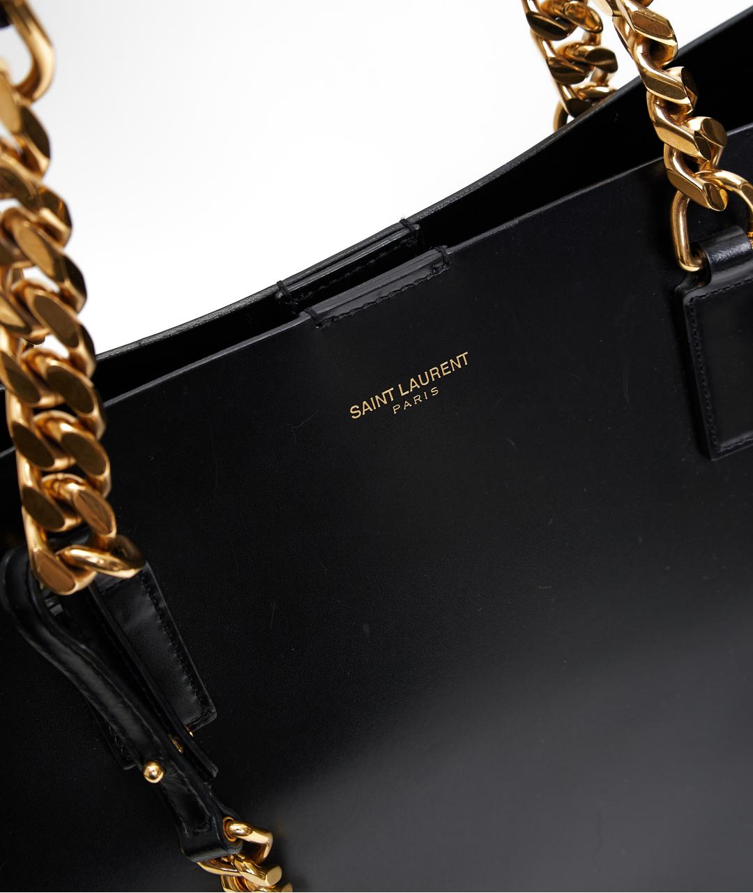 SAINT LAURENT Черная кожаная сумка с короткими ручками, фото 6