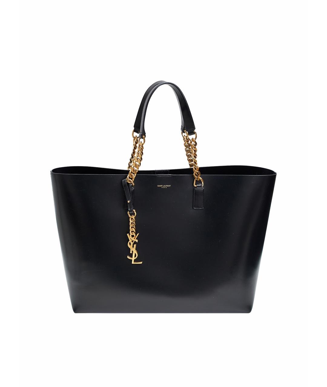 SAINT LAURENT Черная кожаная сумка с короткими ручками, фото 1