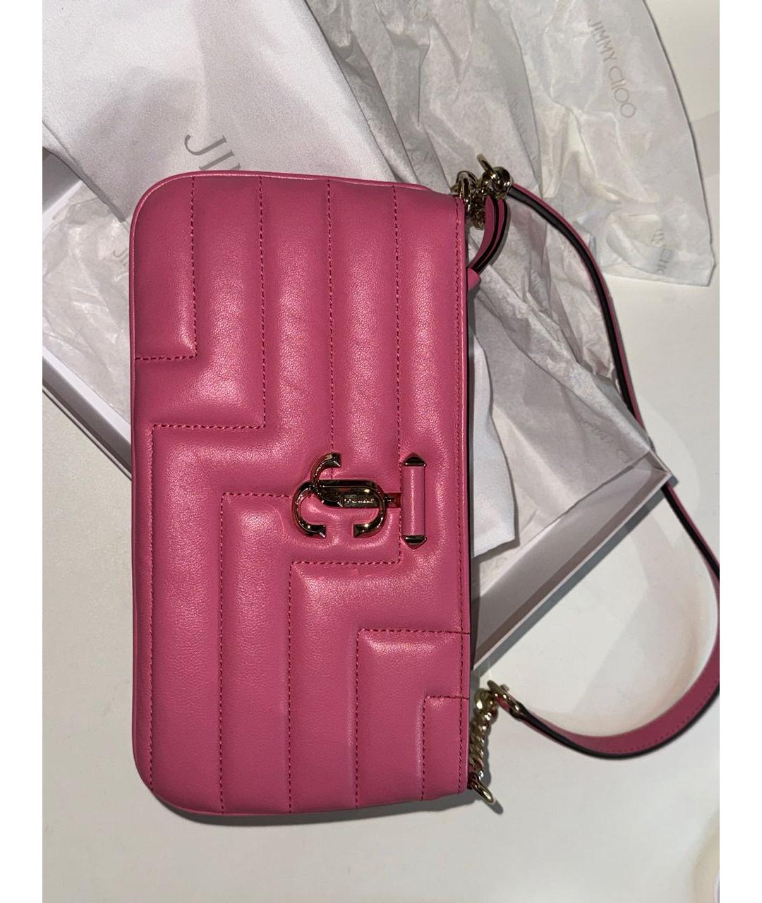 JIMMY CHOO Розовая кожаная сумка с короткими ручками, фото 3