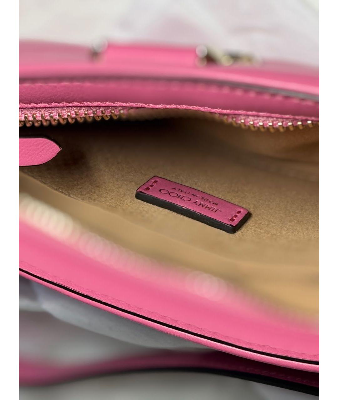 JIMMY CHOO Розовая кожаная сумка с короткими ручками, фото 4