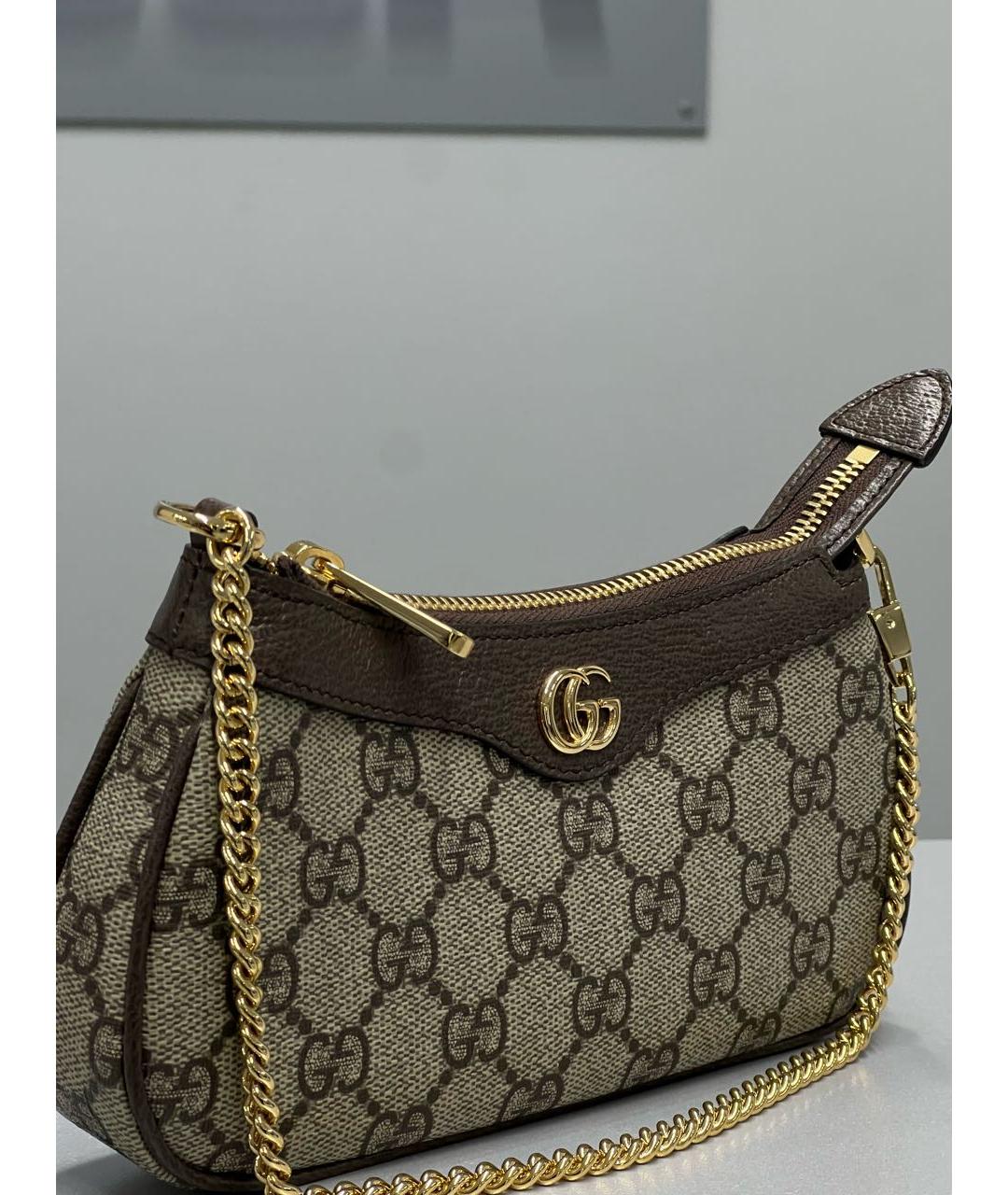 GUCCI Коричневая сумка с короткими ручками из канвы, фото 2