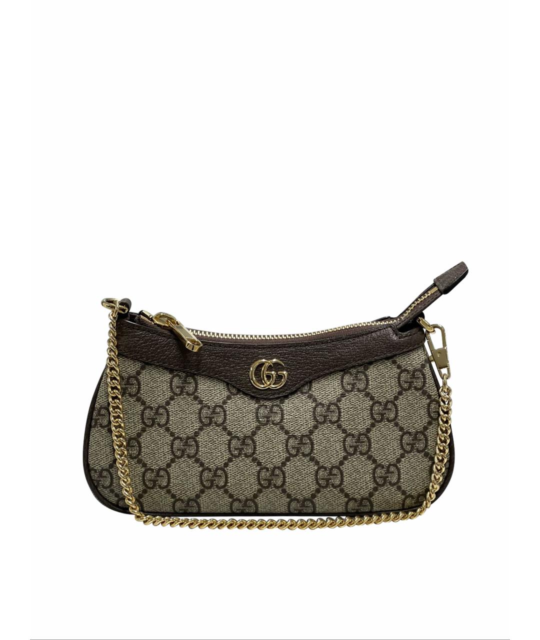 GUCCI Коричневая сумка с короткими ручками из канвы, фото 1