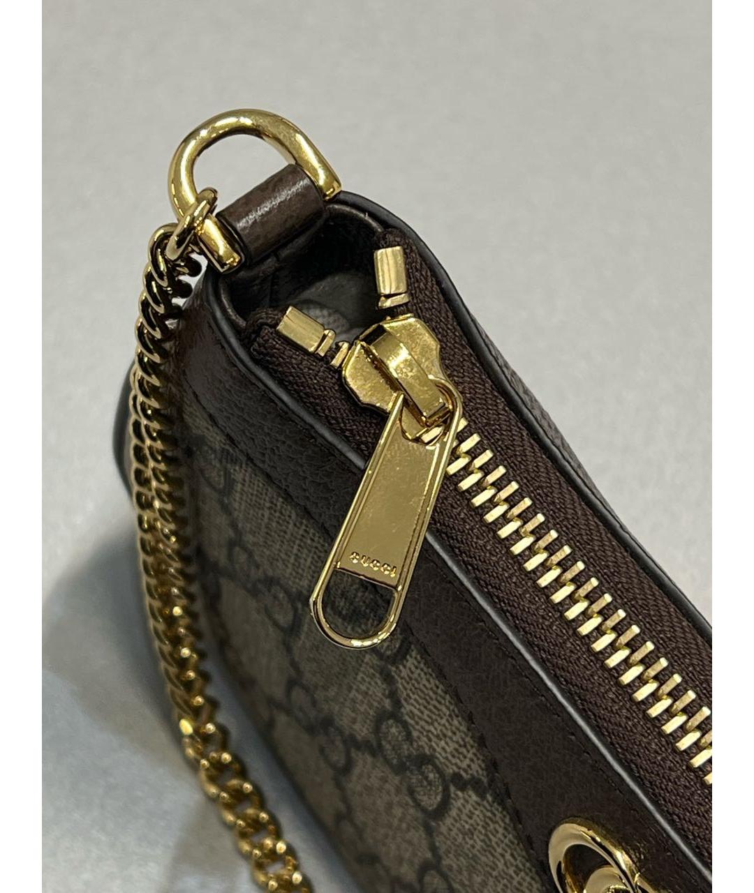 GUCCI Коричневая сумка с короткими ручками из канвы, фото 4
