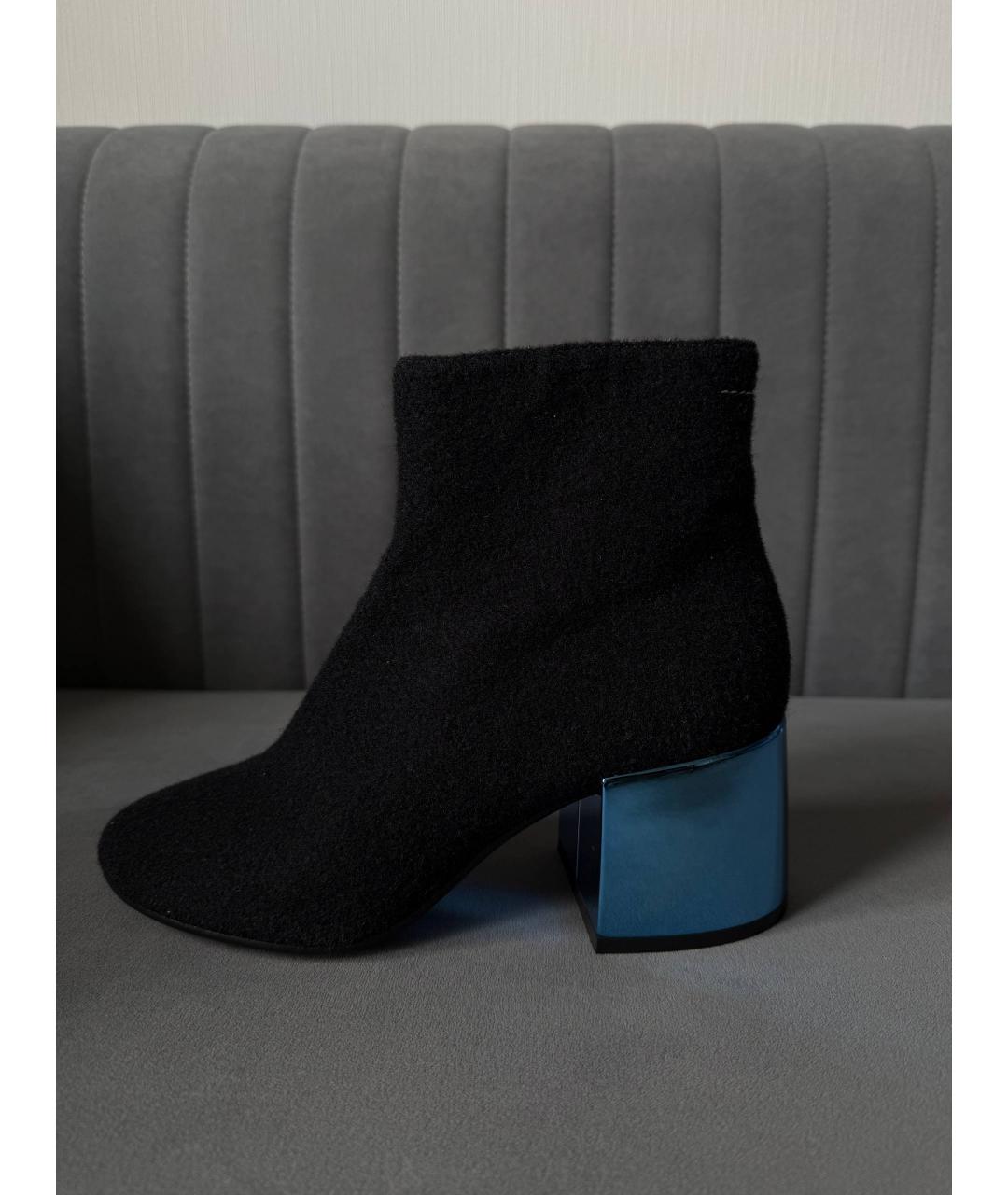 MM6 MAISON MARGIELA Черные текстильные ботильоны, фото 7