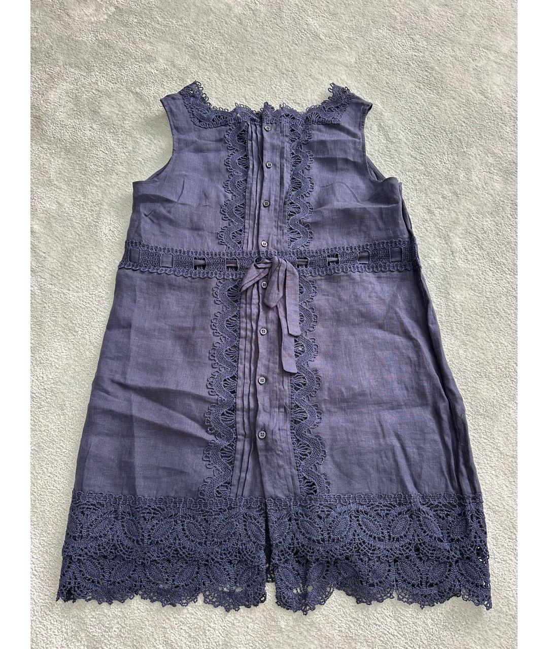 ERMANNO SCERVINO Темно-синее льняное коктейльное платье, фото 2