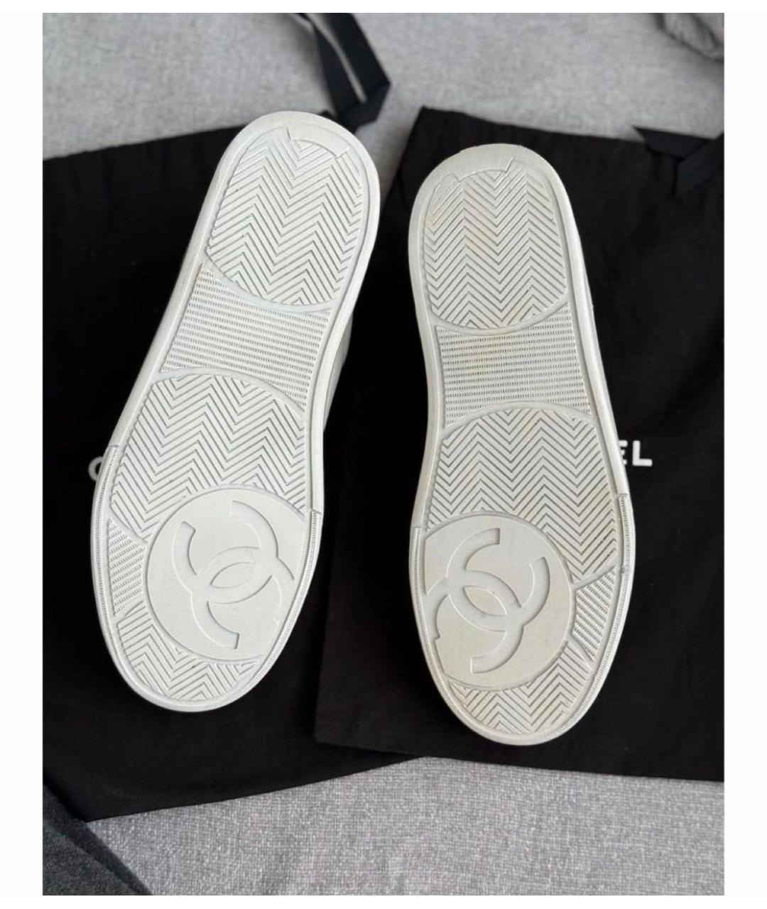 CHANEL Белые кожаные кроссовки, фото 7