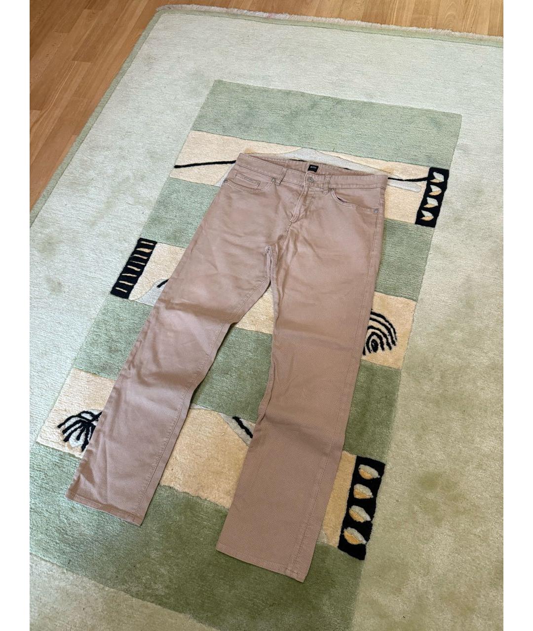HUGO BOSS Бежевые хлопковые прямые джинсы, фото 4