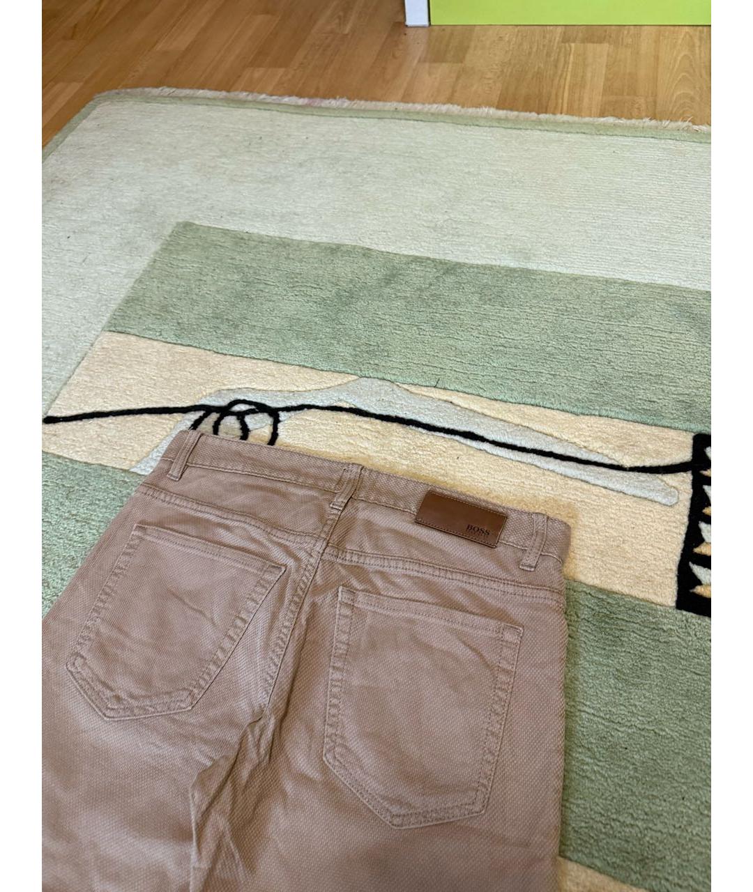 HUGO BOSS Бежевые хлопковые прямые джинсы, фото 3