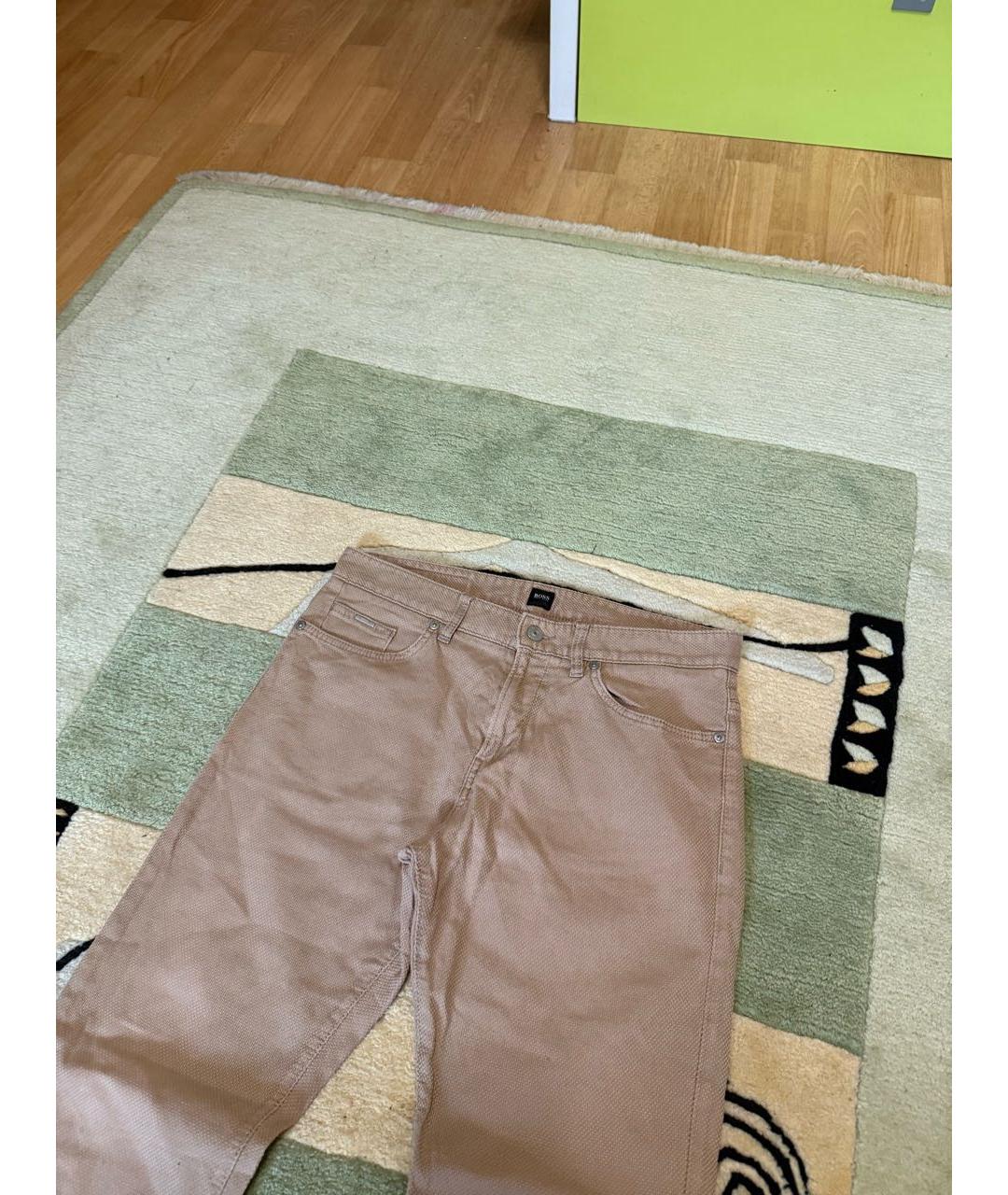 HUGO BOSS Бежевые хлопковые прямые джинсы, фото 5