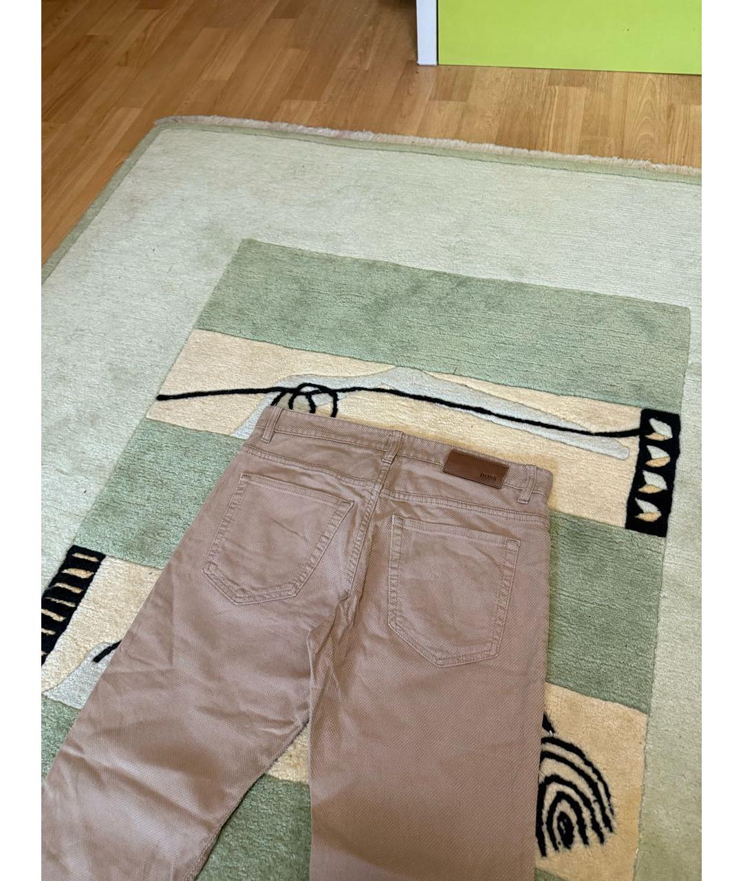 HUGO BOSS Бежевые хлопковые прямые джинсы, фото 2
