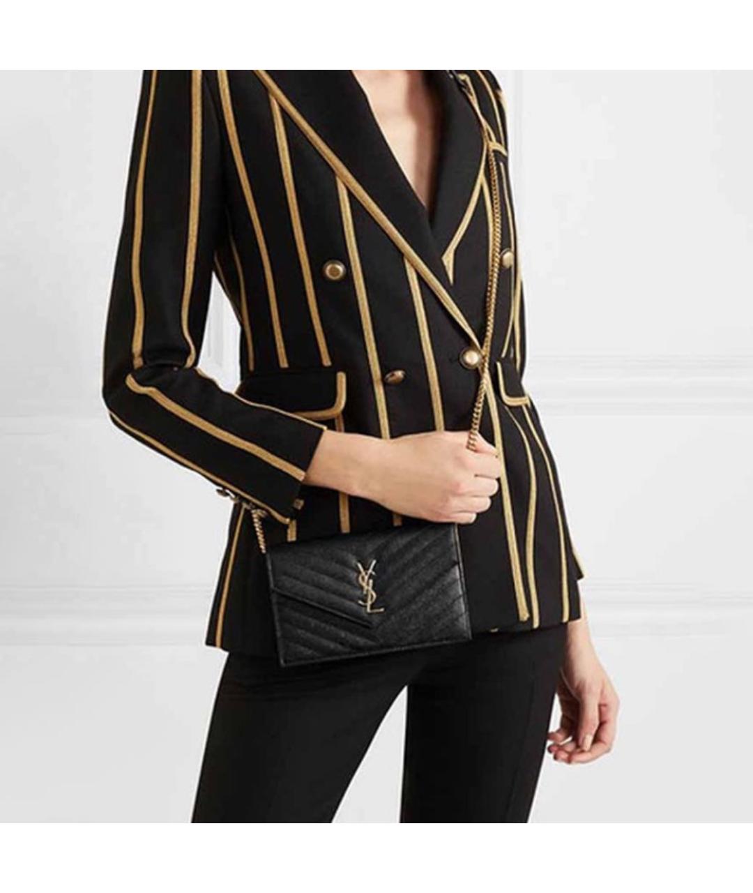SAINT LAURENT Черная кожаная сумка через плечо, фото 4