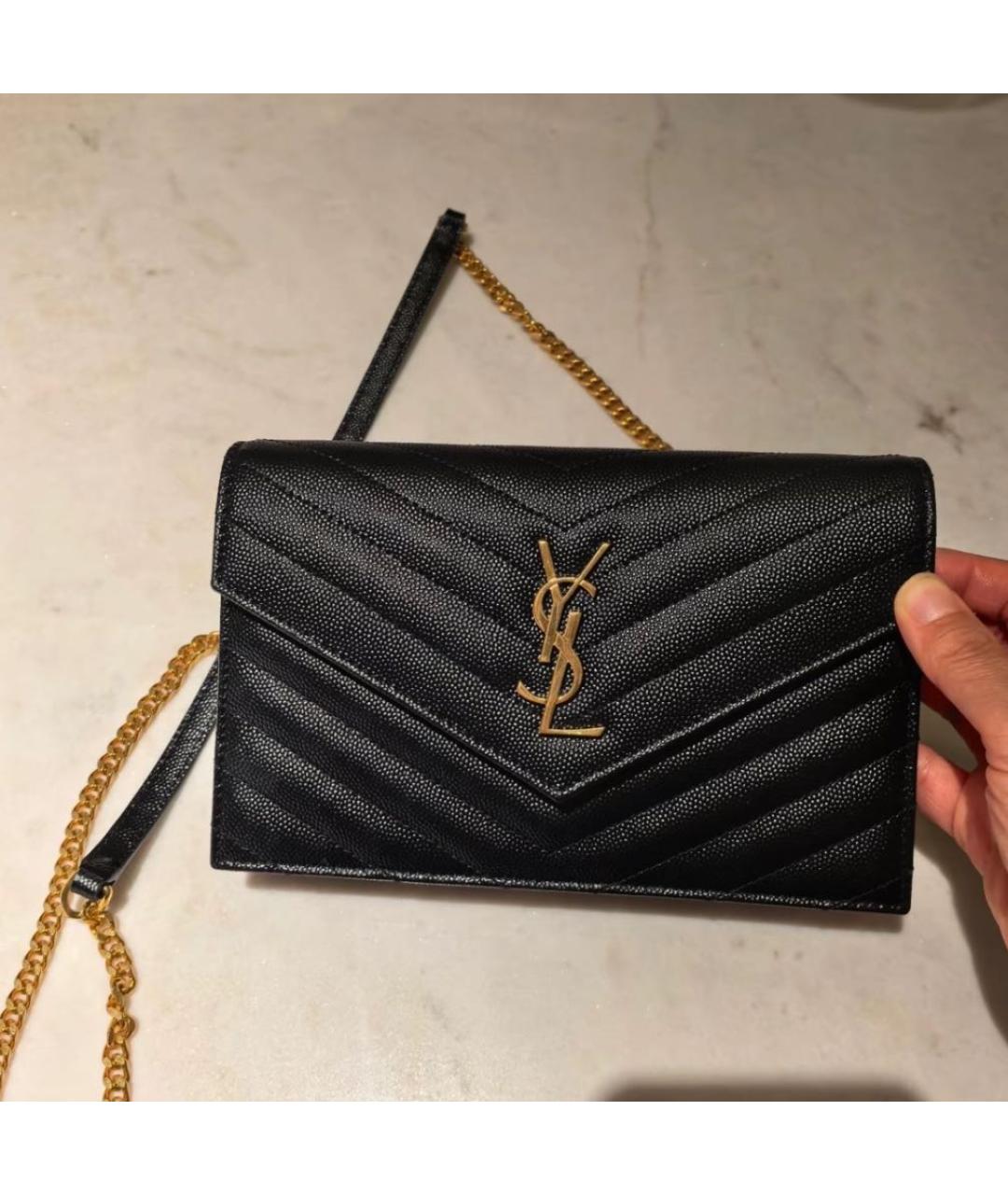 SAINT LAURENT Черная кожаная сумка через плечо, фото 7