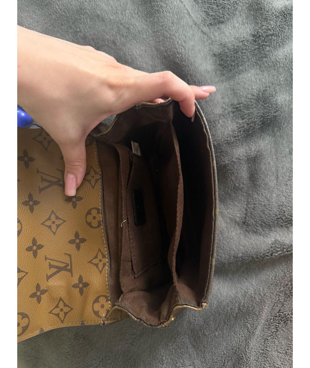 LOUIS VUITTON Коричневая кожаная сумка через плечо, фото 3