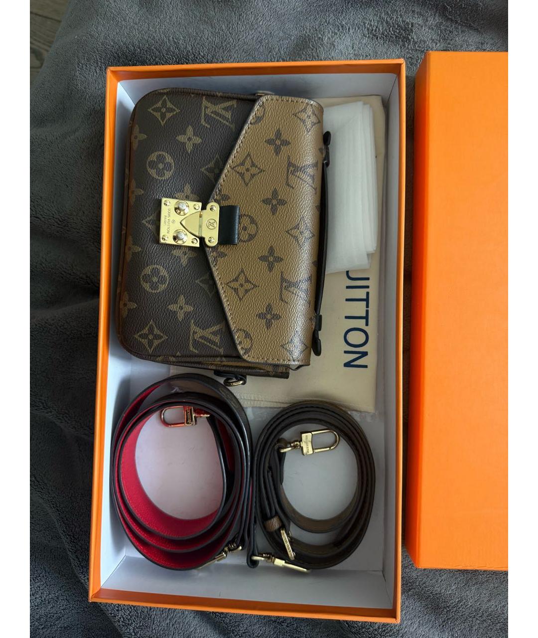 LOUIS VUITTON Коричневая кожаная сумка через плечо, фото 4