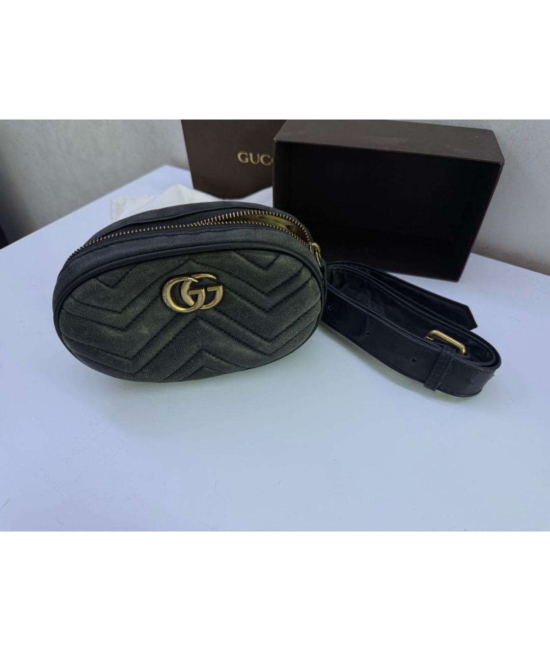 GUCCI Черная кожаная поясная сумка, фото 4