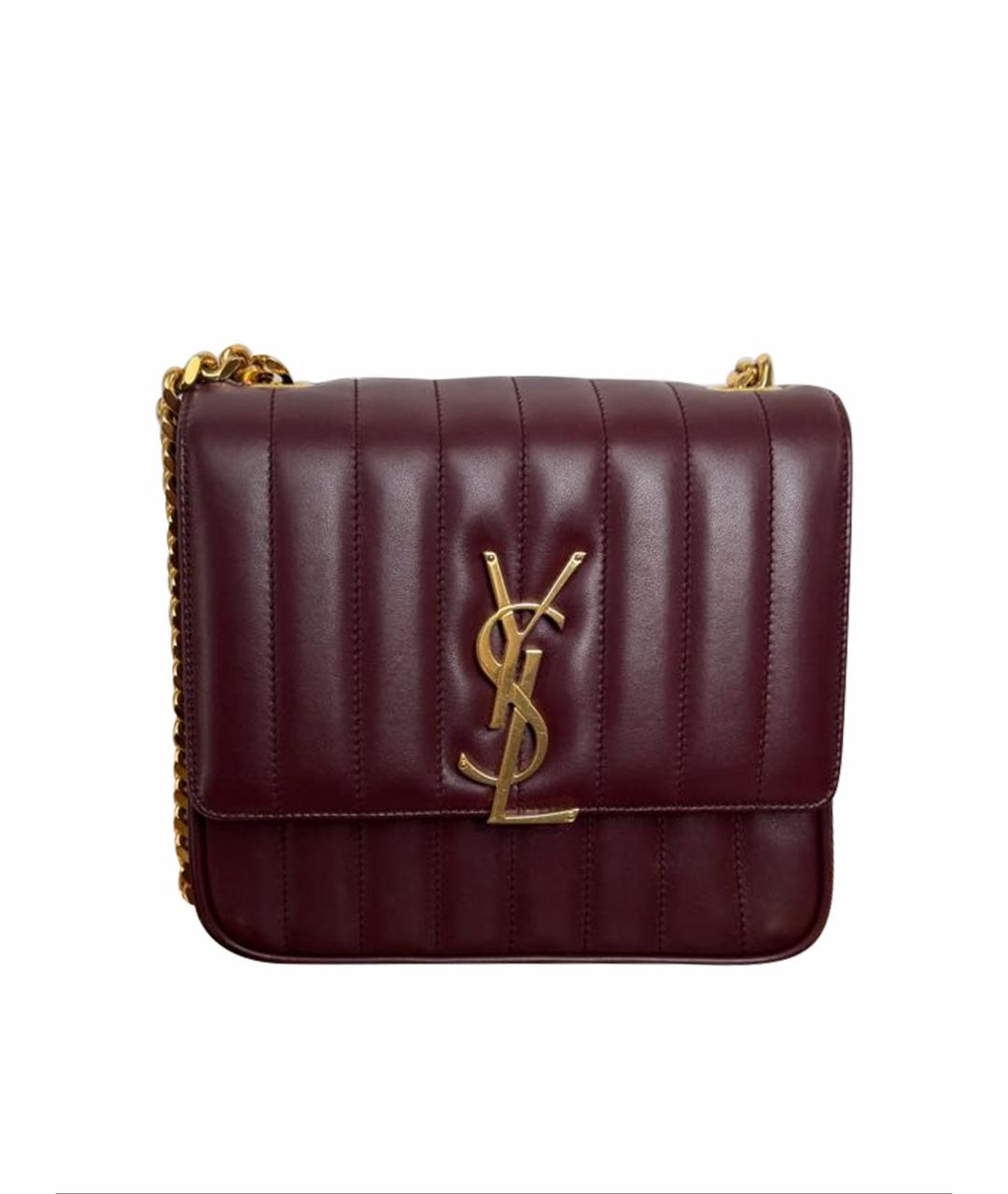 SAINT LAURENT Бордовая кожаная сумка с короткими ручками, фото 1