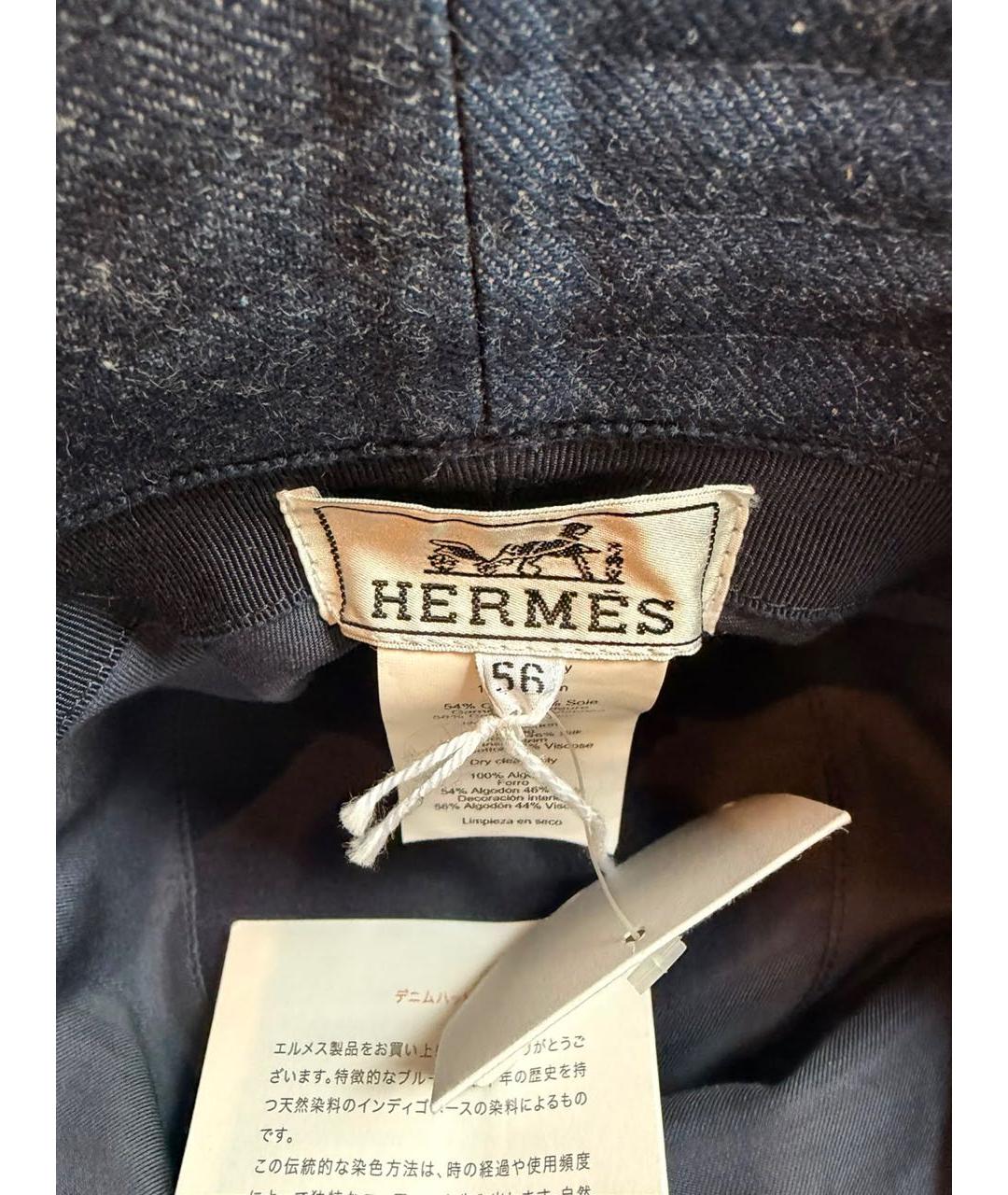 HERMES Темно-синяя хлопковая панама, фото 4