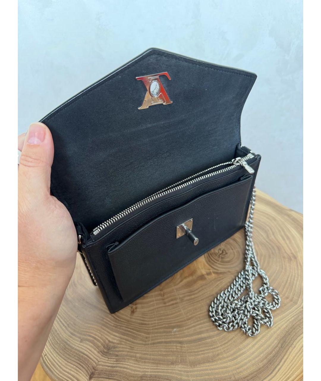 LOUIS VUITTON Черная кожаная сумка с короткими ручками, фото 4