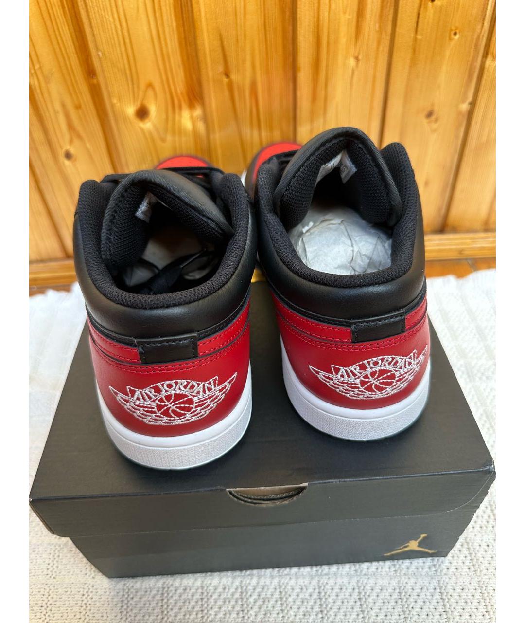 NIKE Красные кожаные низкие кроссовки / кеды, фото 3