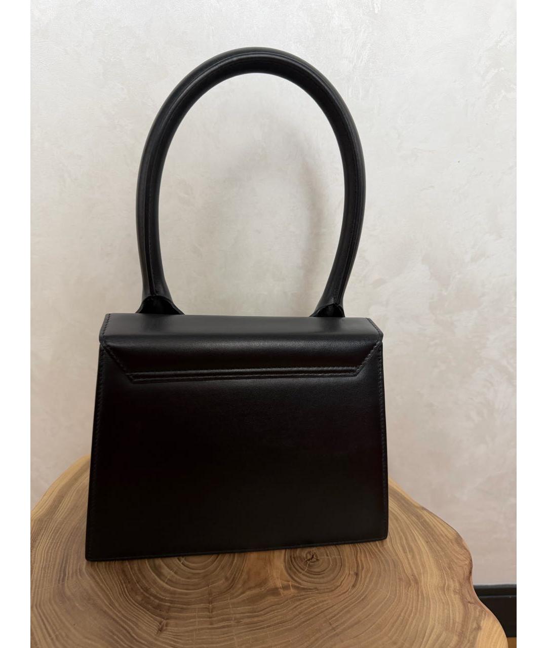 JACQUEMUS Черная кожаная сумка с короткими ручками, фото 3