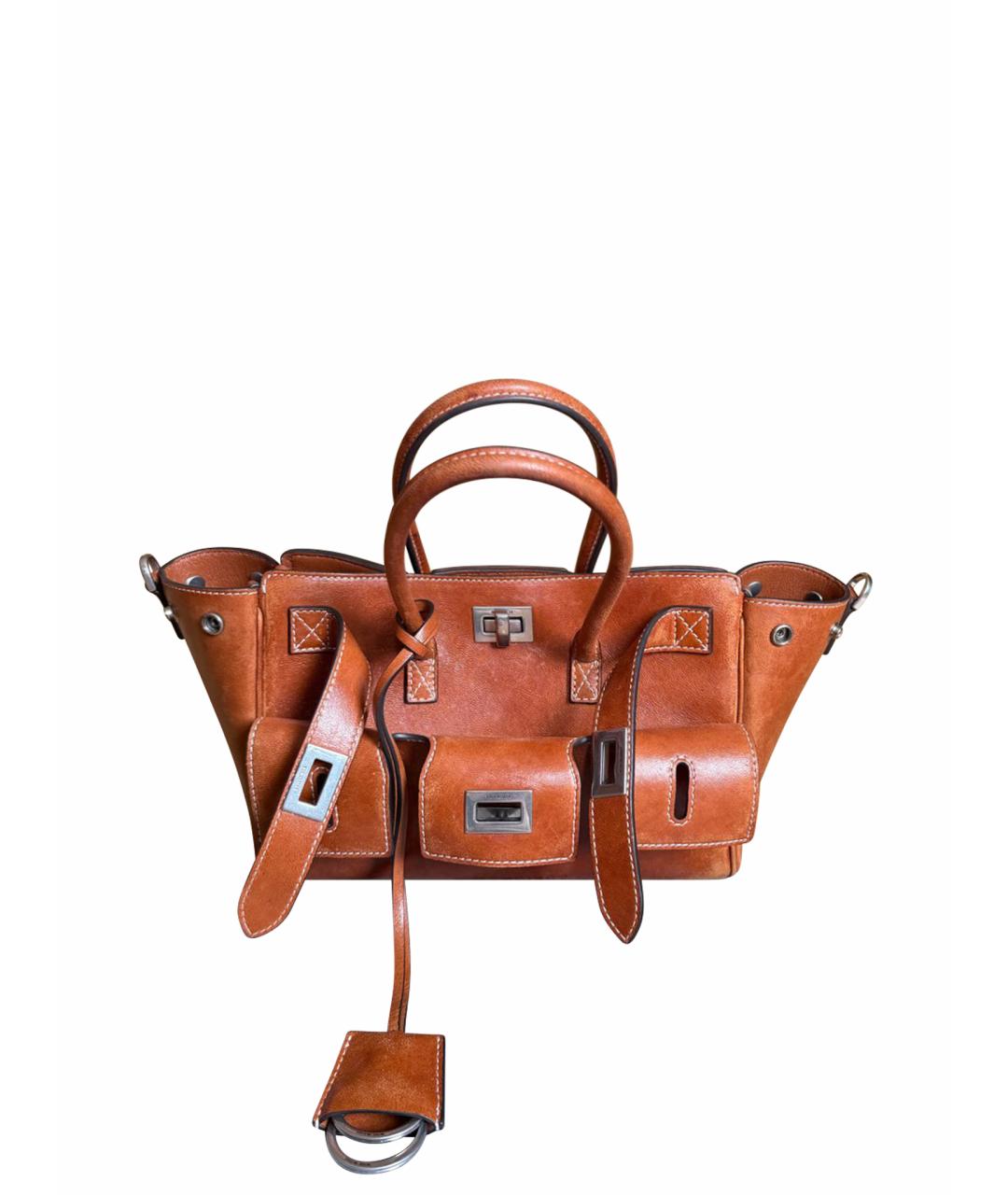 BALENCIAGA Коричневая кожаная сумка тоут, фото 7