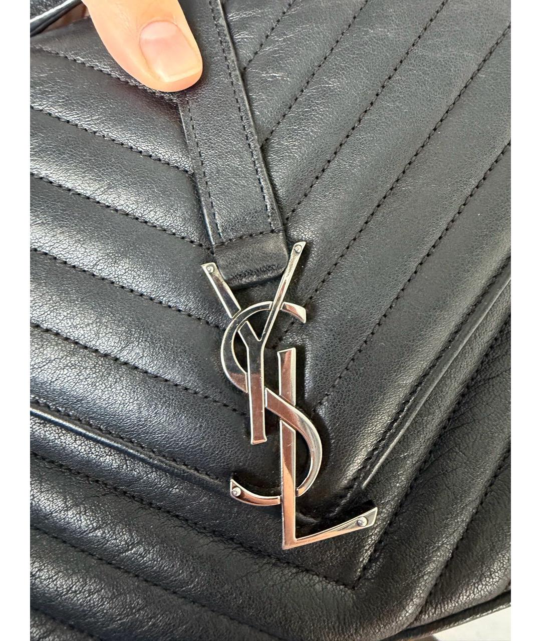 SAINT LAURENT Черная кожаная сумка с короткими ручками, фото 6