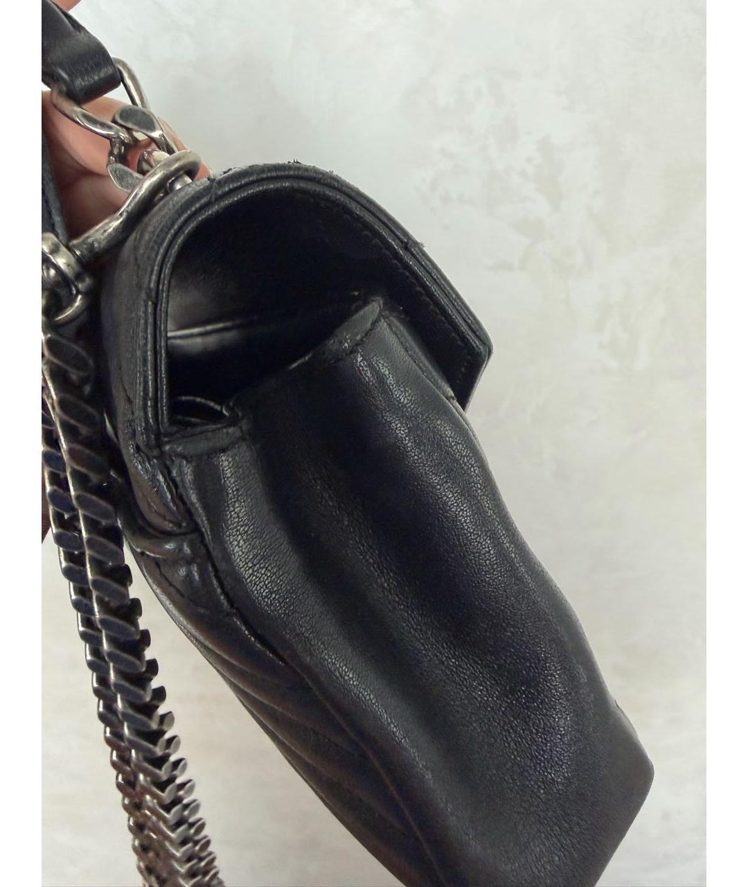 SAINT LAURENT Черная кожаная сумка с короткими ручками, фото 8