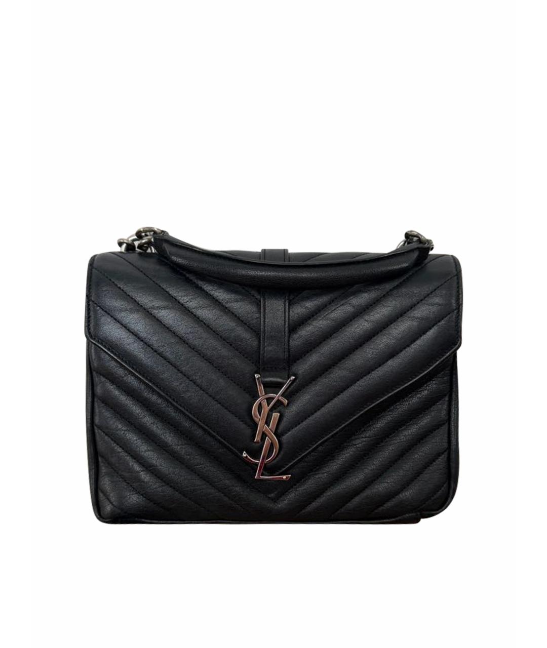 SAINT LAURENT Черная кожаная сумка с короткими ручками, фото 1