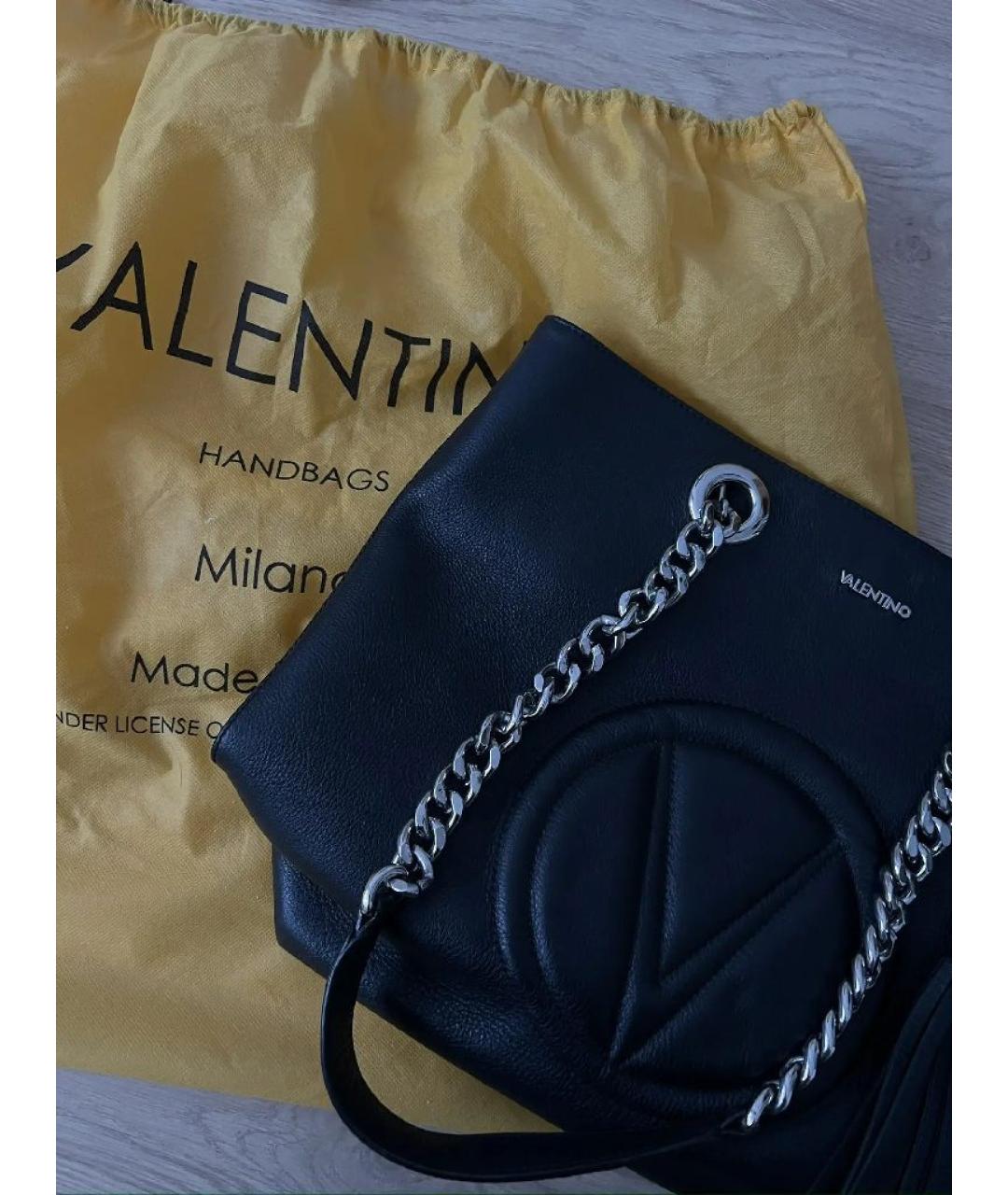 VALENTINO Черная кожаная сумка тоут, фото 6