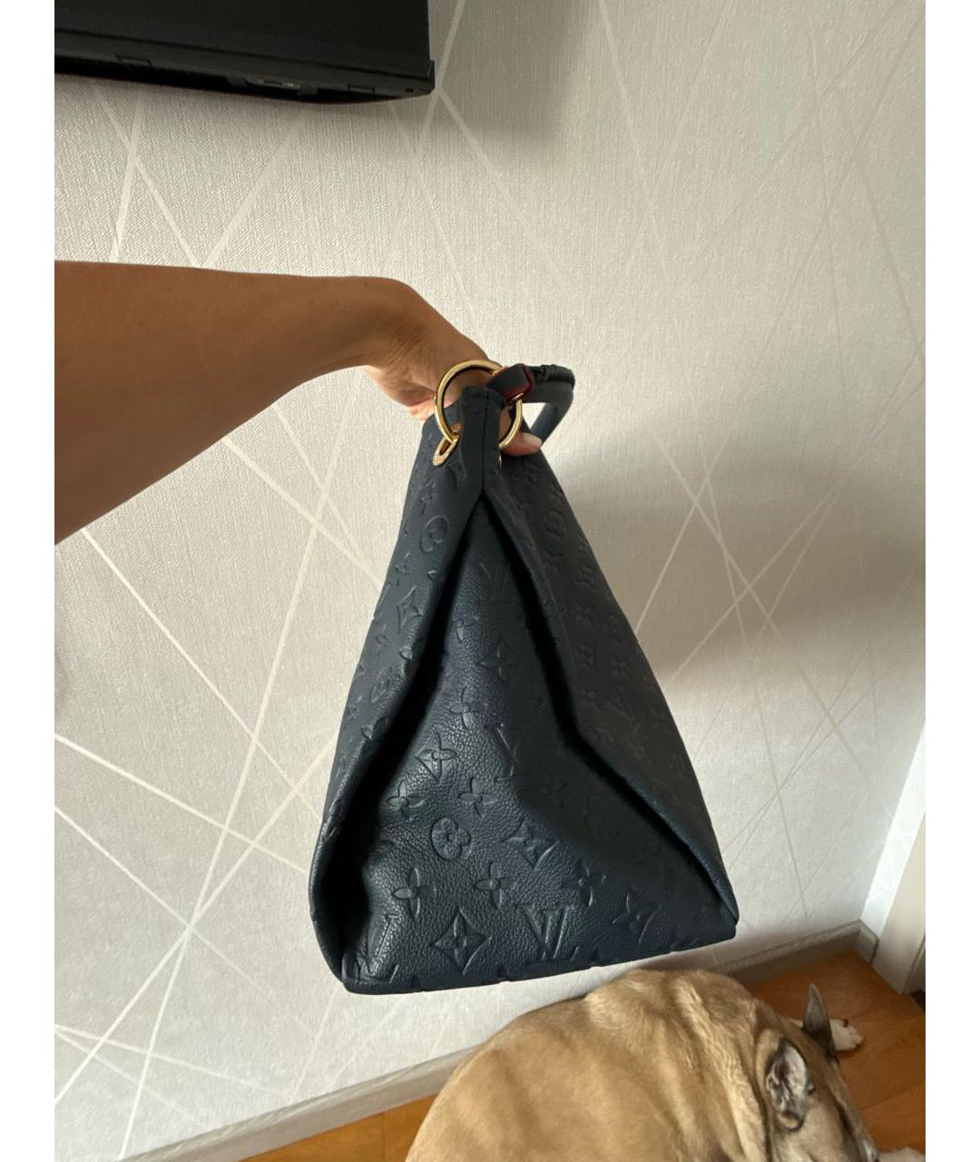 LOUIS VUITTON Темно-синяя кожаная сумка с короткими ручками, фото 2