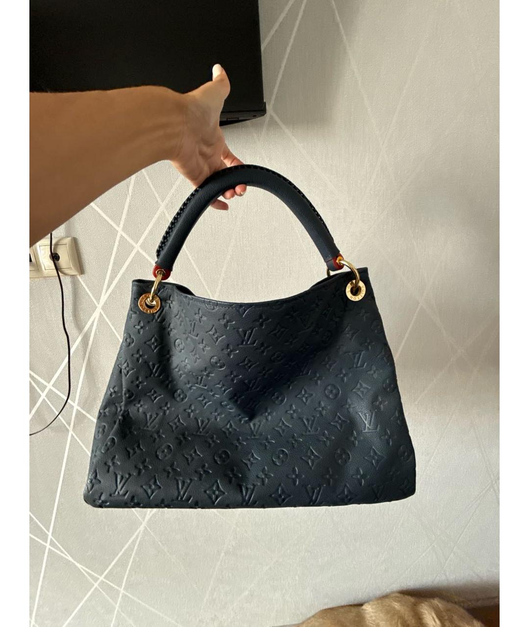 LOUIS VUITTON Темно-синяя кожаная сумка с короткими ручками, фото 9
