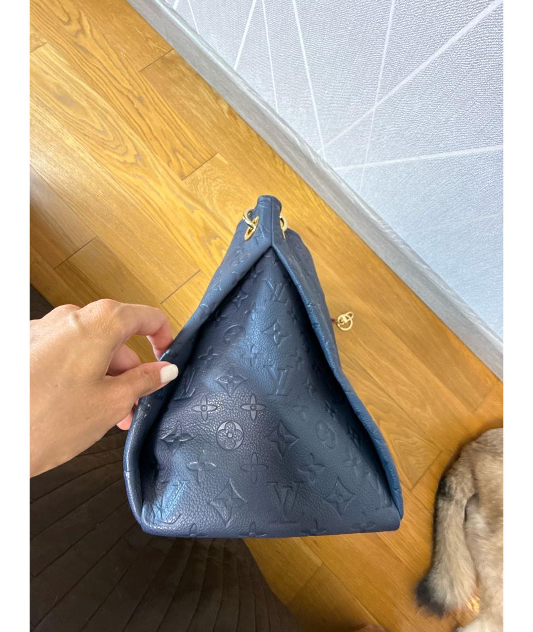 LOUIS VUITTON Темно-синяя кожаная сумка с короткими ручками, фото 6