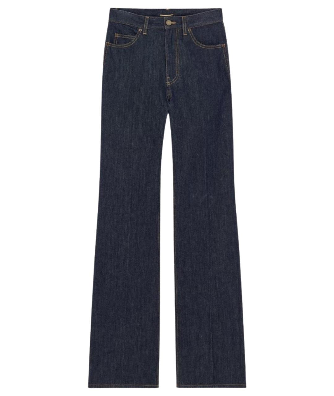 SAINT LAURENT Темно-синие хлопковые прямые джинсы, фото 1