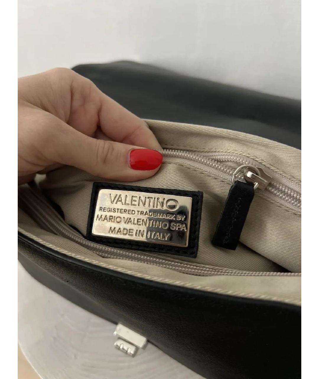 VALENTINO Черная кожаная сумка тоут, фото 7