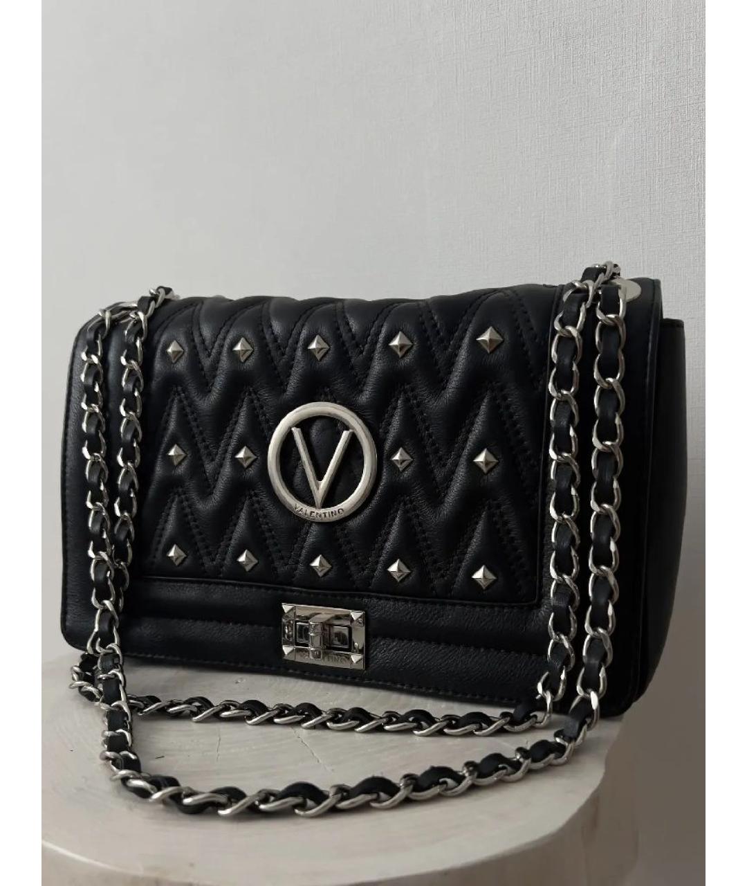 VALENTINO Черная кожаная сумка тоут, фото 8