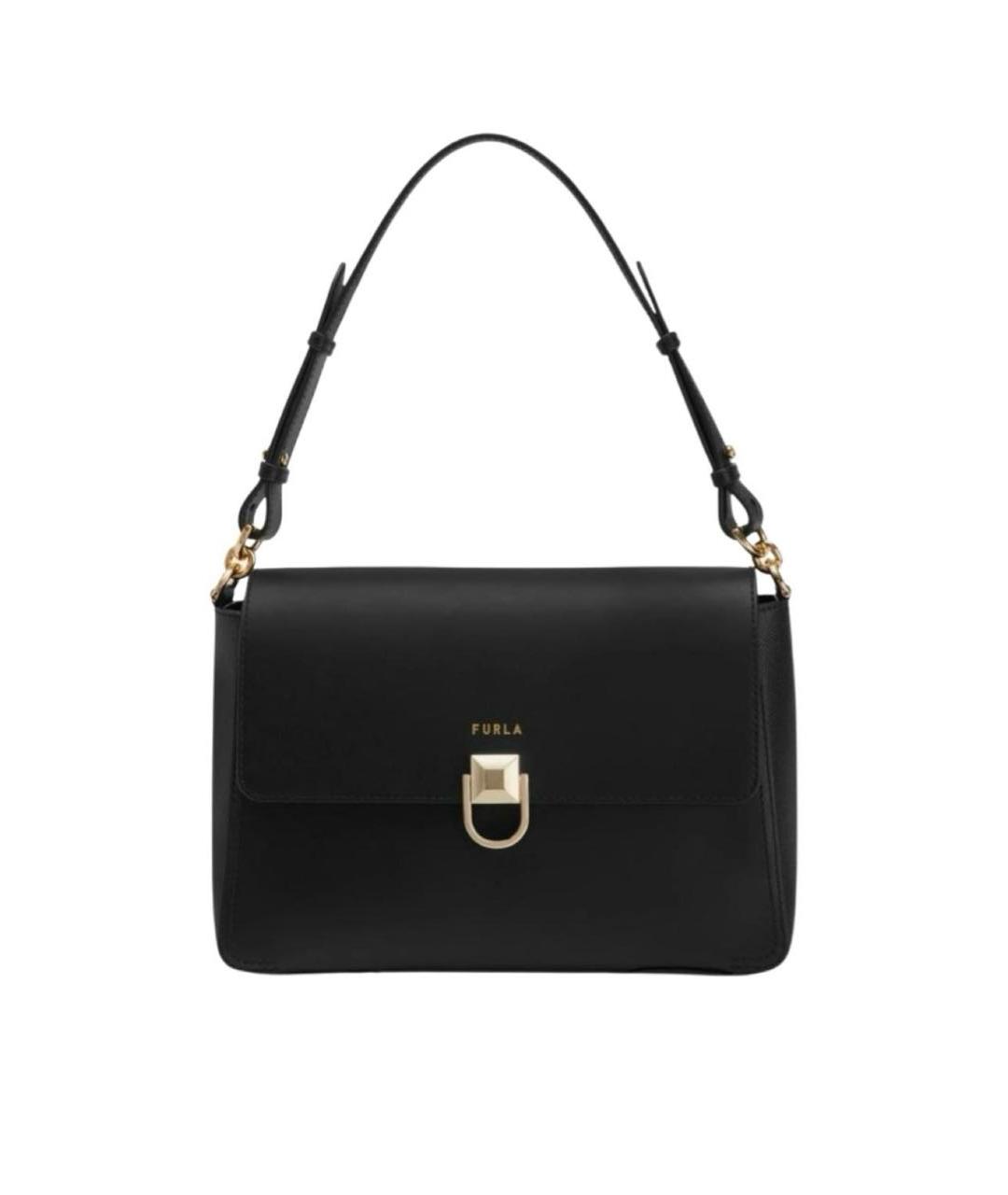 FURLA Черная кожаная сумка тоут, фото 6