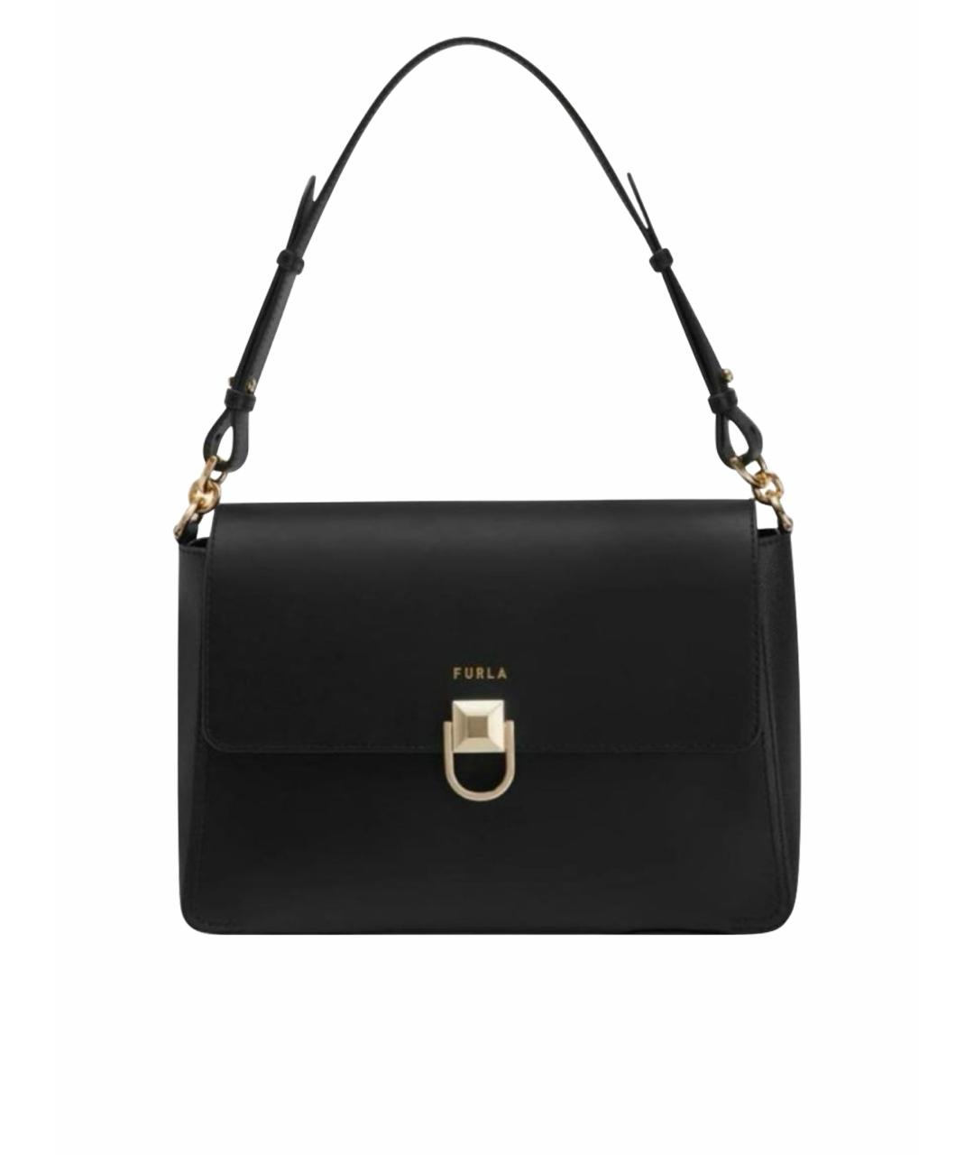 FURLA Черная кожаная сумка тоут, фото 1