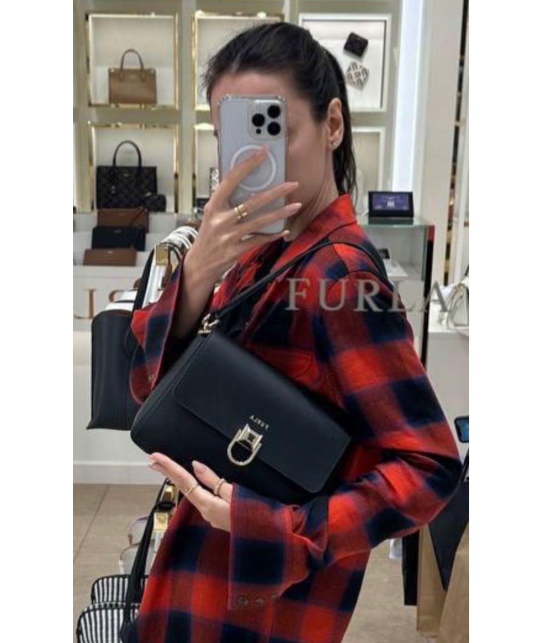 FURLA Черная кожаная сумка тоут, фото 5